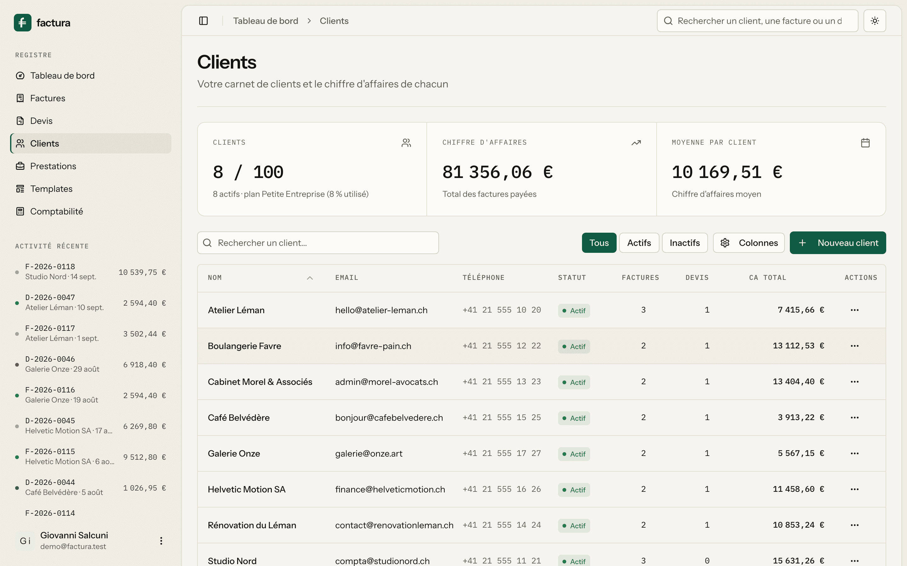 Factura — Gestion des clients