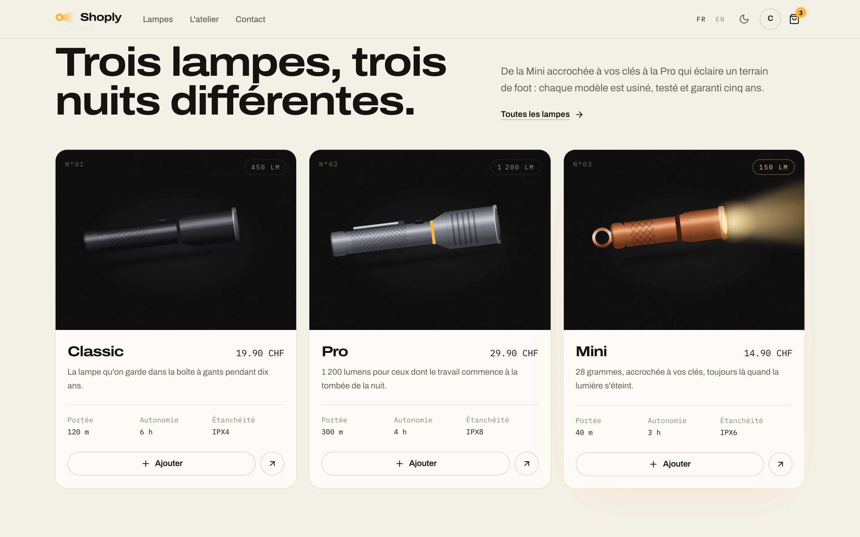 Shoply — Thème jour